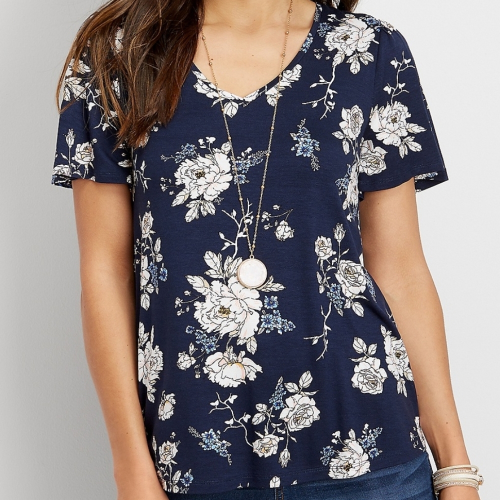 Maurices Floral v-neck flutter sleeve tee